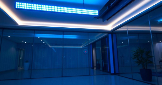 Barra de LED azul transforma ambientes com estilo e eficiência energética